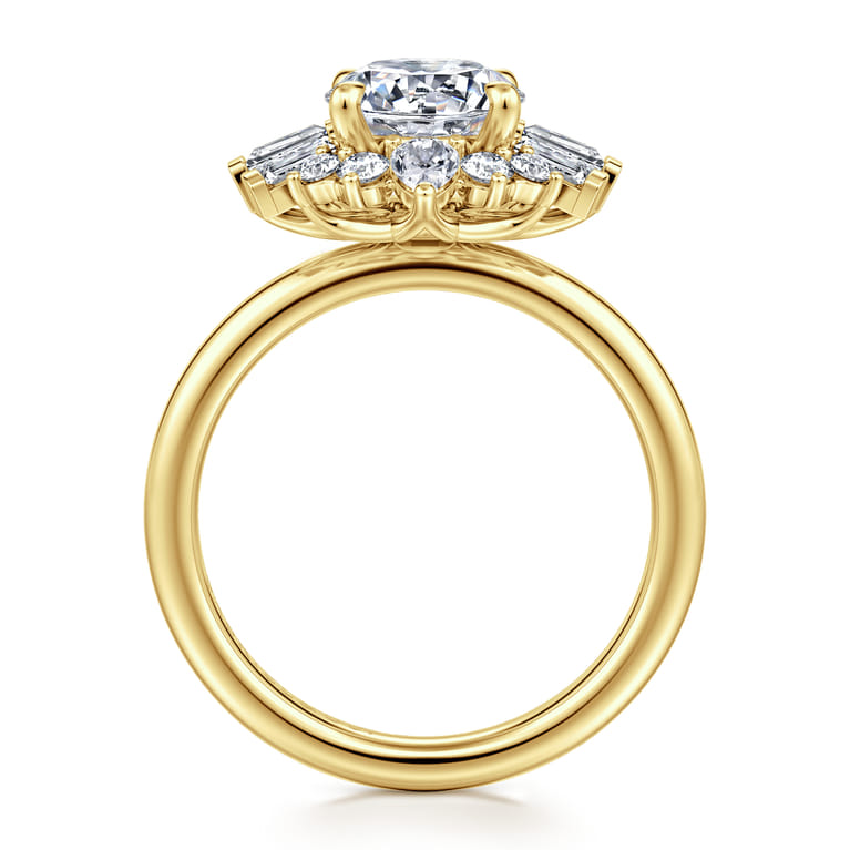 Emarie - 14K Yellow Gold Round Halo Diamond Engagement Ring - 0.65 ct - Shot 2