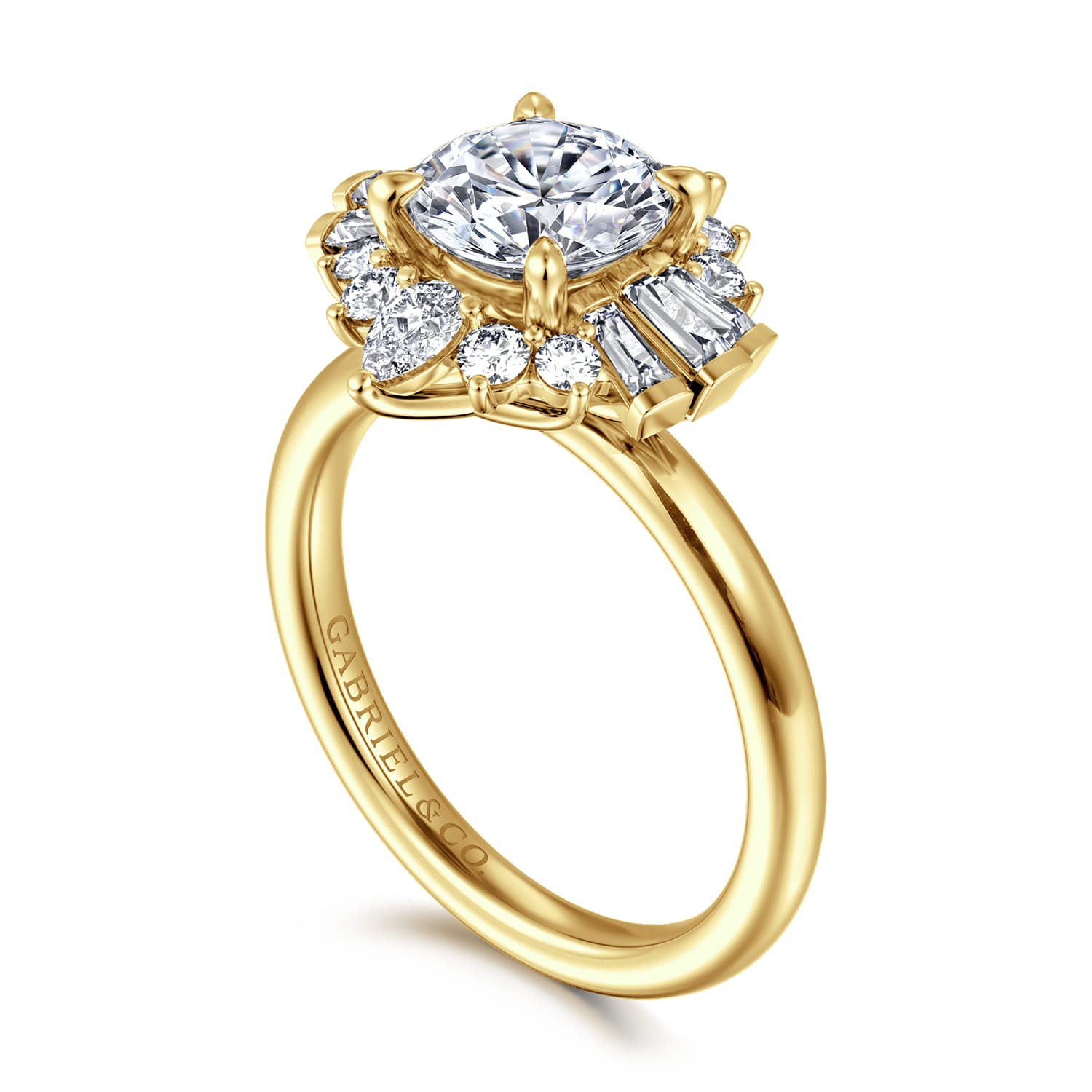 Emarie - 14K Yellow Gold Round Halo Diamond Engagement Ring - 0.65 ct - Shot 3
