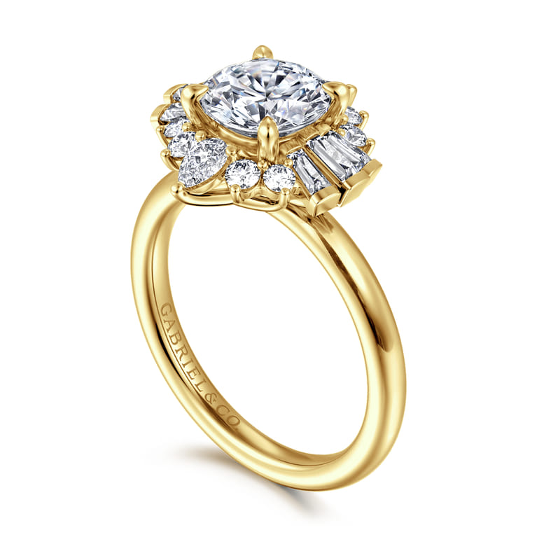 Emarie - 14K Yellow Gold Round Halo Diamond Engagement Ring - 0.65 ct - Shot 3