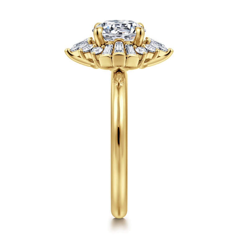 Emarie - 14K Yellow Gold Round Halo Diamond Engagement Ring - 0.65 ct - Shot 4