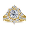 Fernanda - 14K Yellow Gold Compass Prong Round Halo Diamond Engagement Ring - 0.65 ct