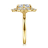 Fernanda - 14K Yellow Gold Compass Prong Round Halo Diamond Engagement Ring - 0.65 ct
