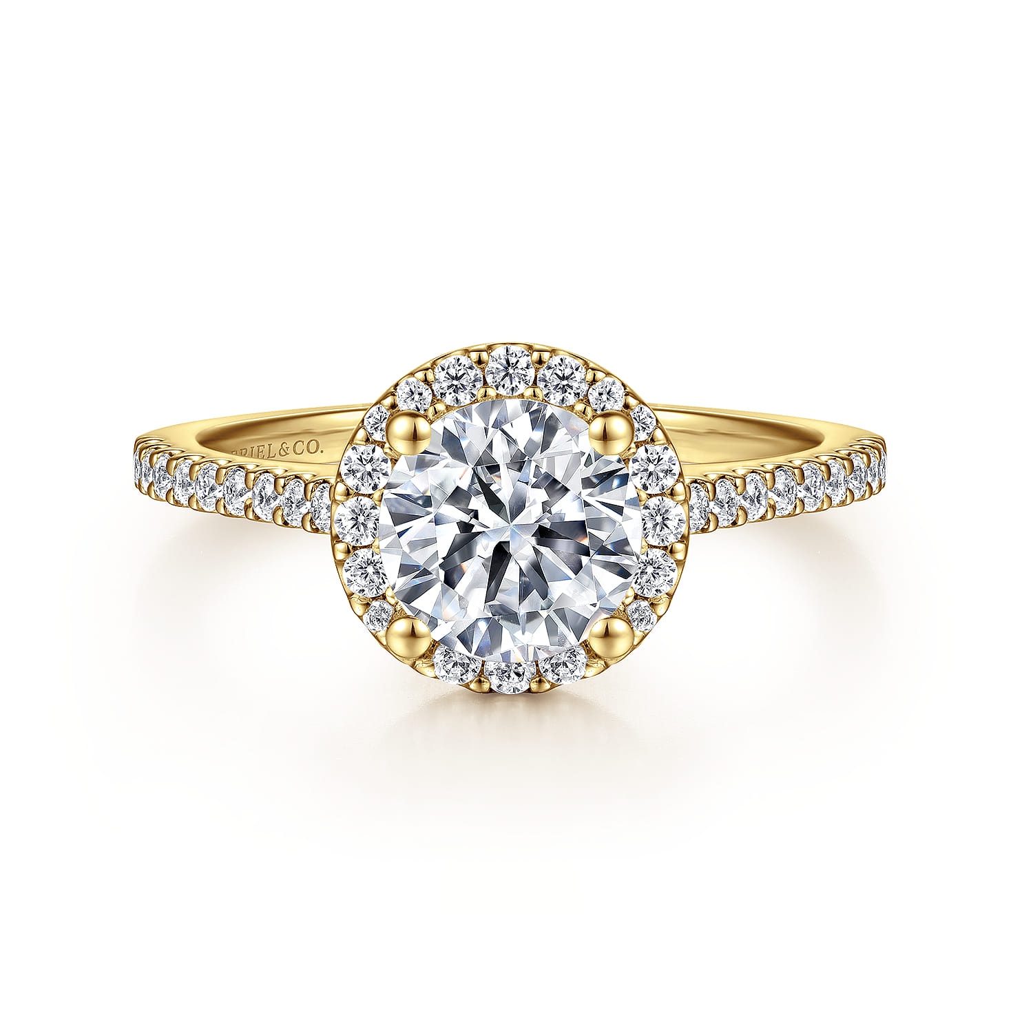 Carly - 14K Yellow Gold Round Halo Diamond Engagement Ring - 0.27 ct - Shot 1
