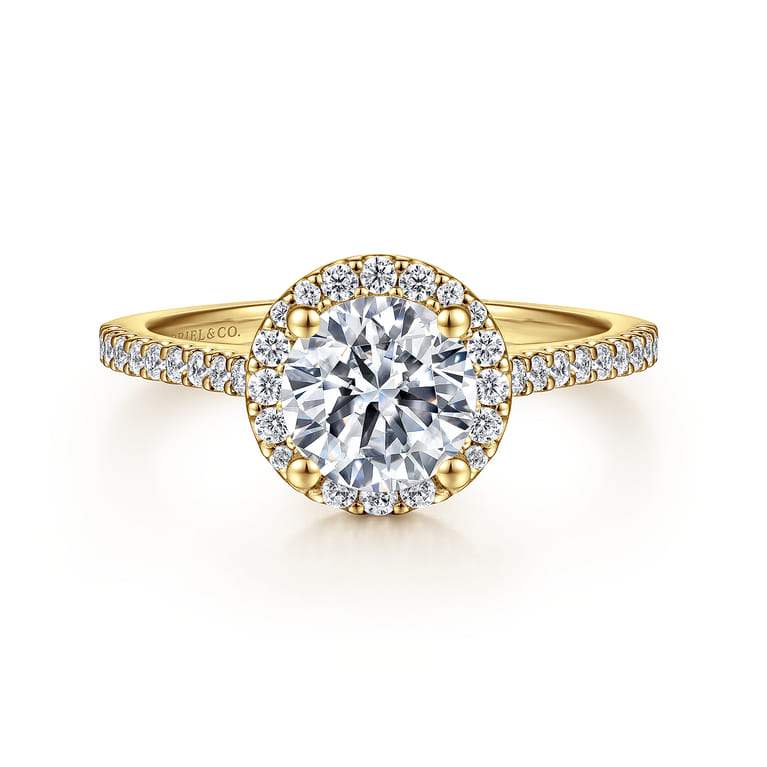 Carly - 14K Yellow Gold Round Halo Diamond Engagement Ring - 0.27 ct - Shot 1
