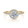Carly - 14K Yellow Gold Round Halo Diamond Engagement Ring - 0.27 ct