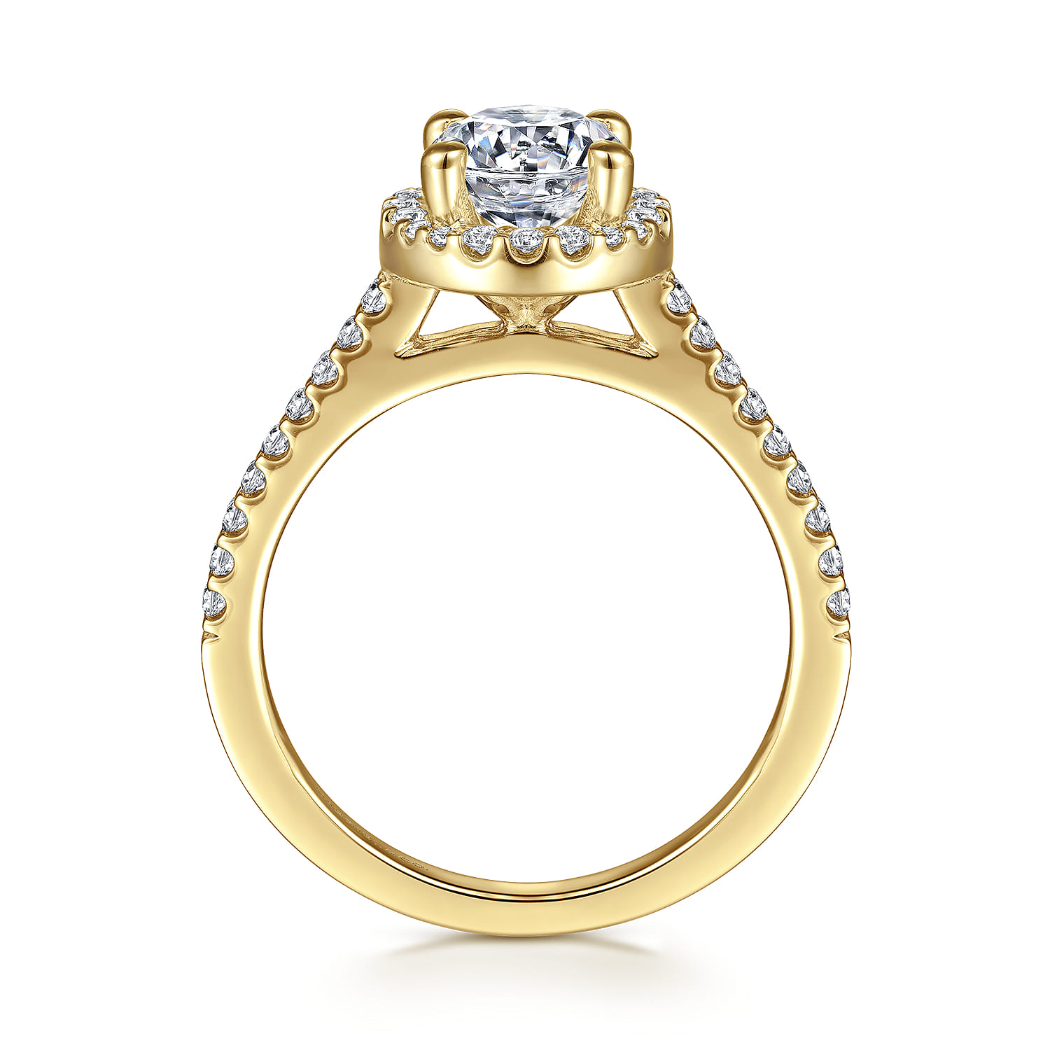 Carly - 14K Yellow Gold Round Halo Diamond Engagement Ring - 0.27 ct - Shot 2