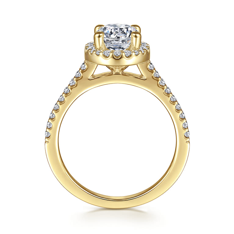 Carly - 14K Yellow Gold Round Halo Diamond Engagement Ring - 0.27 ct - Shot 2