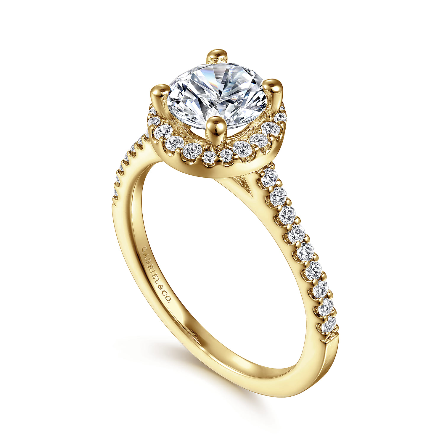 Carly - 14K Yellow Gold Round Halo Diamond Engagement Ring - 0.27 ct - Shot 3