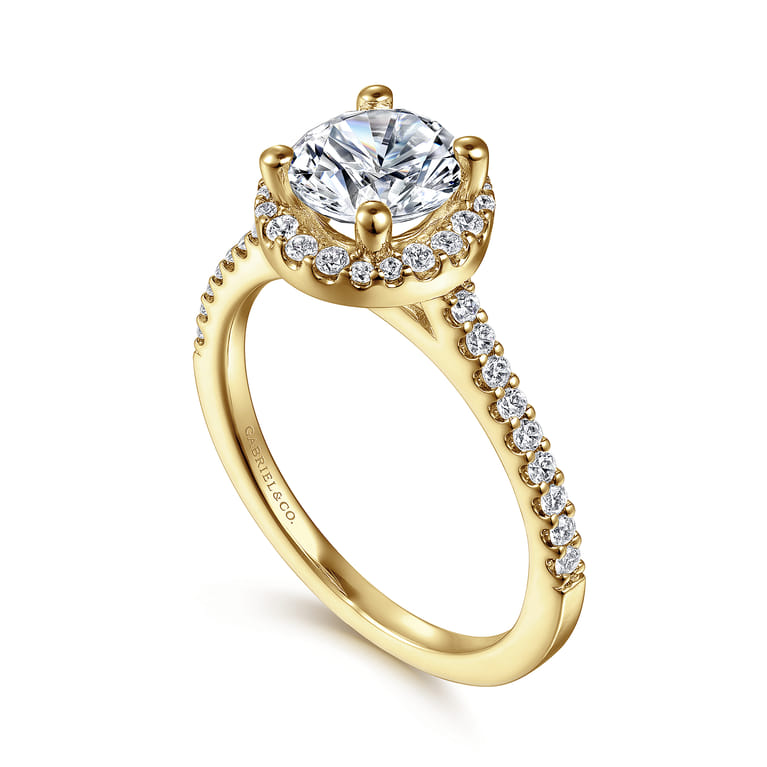 Carly - 14K Yellow Gold Round Halo Diamond Engagement Ring - 0.27 ct - Shot 3