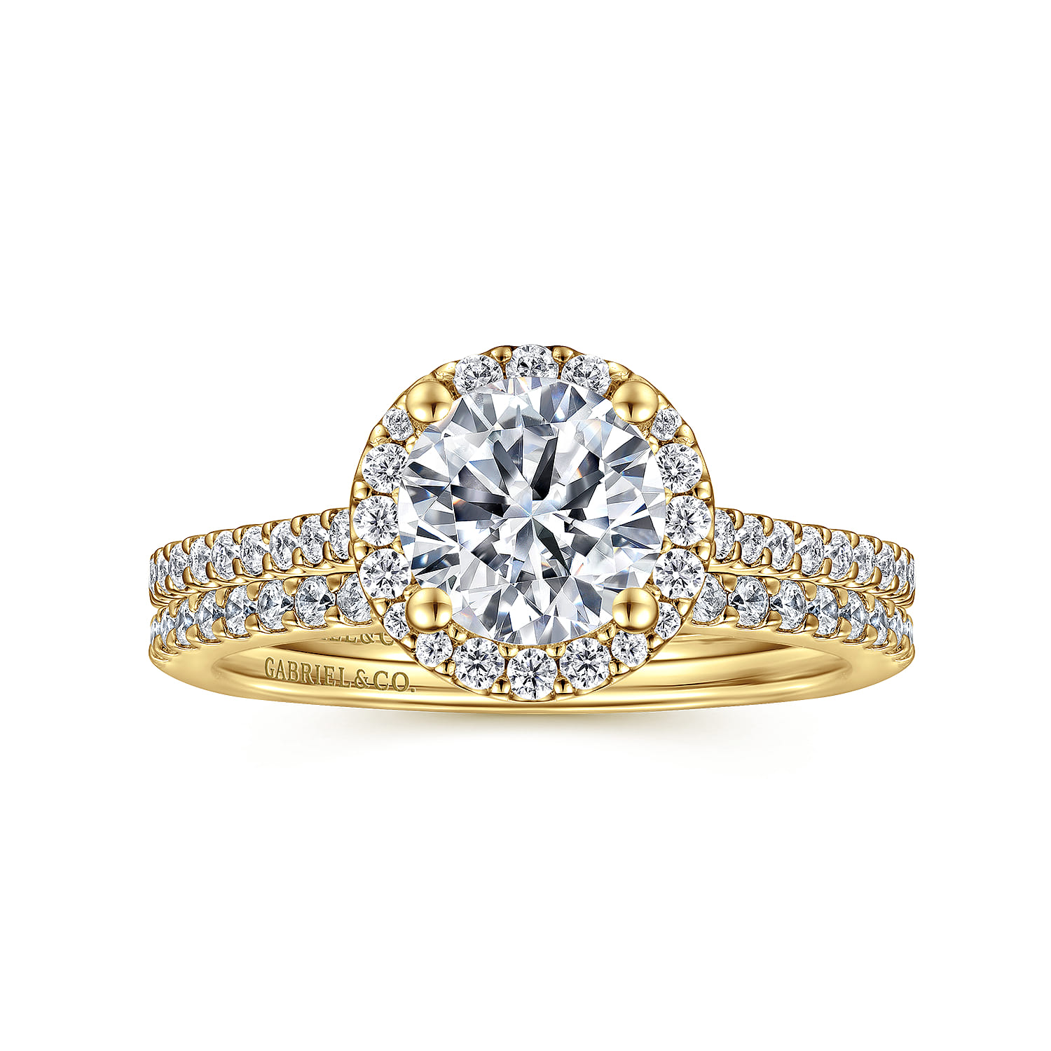 Carly - 14K Yellow Gold Round Halo Diamond Engagement Ring - 0.27 ct - Shot 4