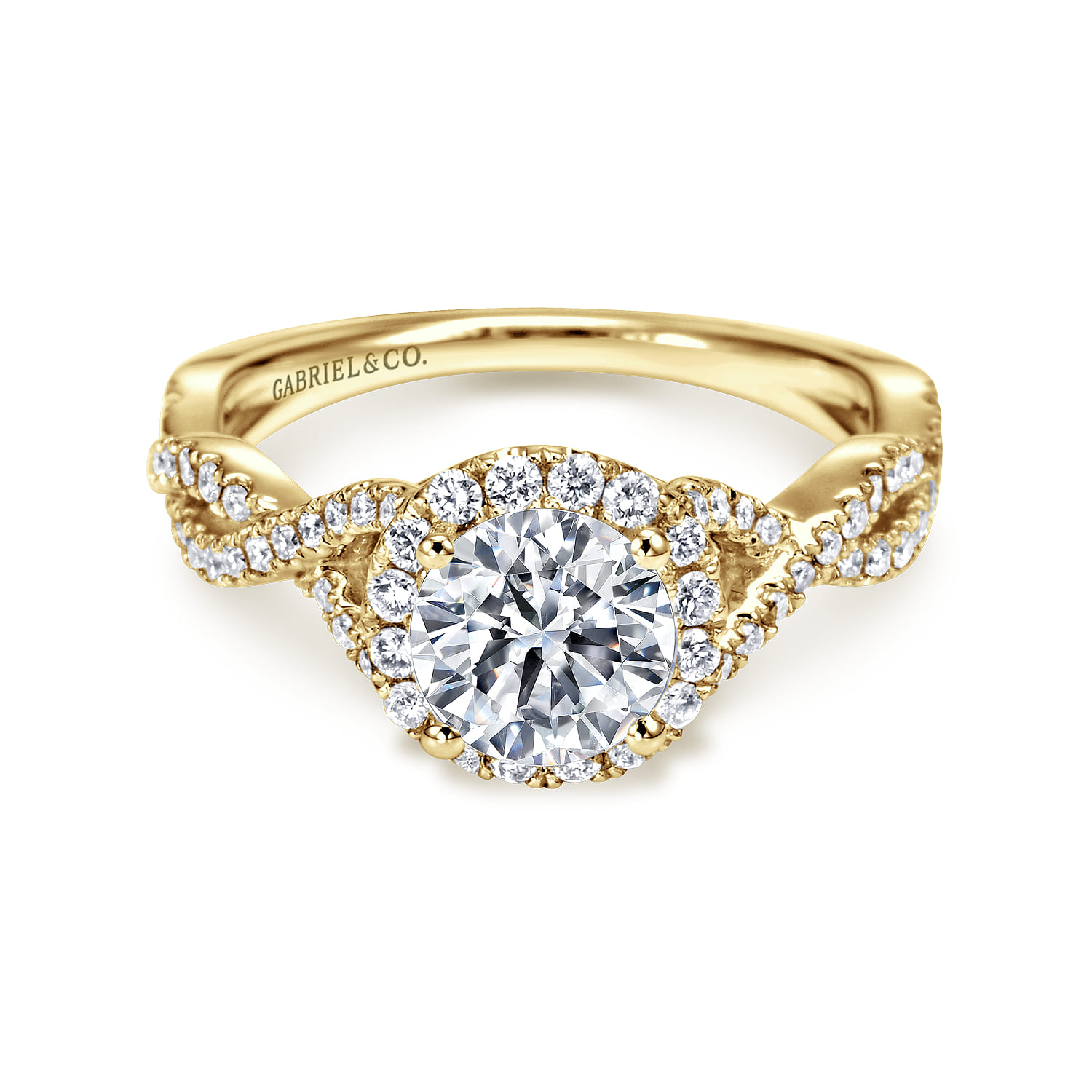 Marissa - 14K Yellow Gold Round Halo Diamond Engagement Ring - 0.39 ct - Shot 1