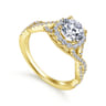 Marissa - 14K Yellow Gold Round Halo Diamond Engagement Ring - 0.39 ct