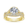 Marissa - 14K Yellow Gold Round Halo Diamond Engagement Ring - 0.39 ct