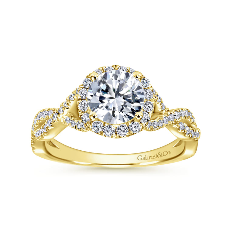 Marissa - 14K Yellow Gold Round Halo Diamond Engagement Ring - 0.39 ct - Shot 5