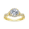Marissa - 14K Yellow Gold Round Halo Diamond Engagement Ring - 0.39 ct
