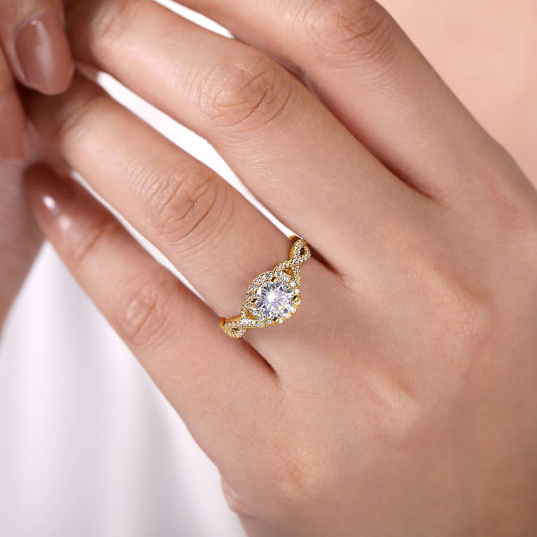 Marissa - 14K Yellow Gold Round Halo Diamond Engagement Ring - 0.39 ct - Shot 6