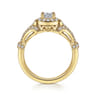 Delilah - Vintage Inspired 14K Yellow Gold Cushion Halo Round Complete Diamond Engagement Ring - 0.7 ct