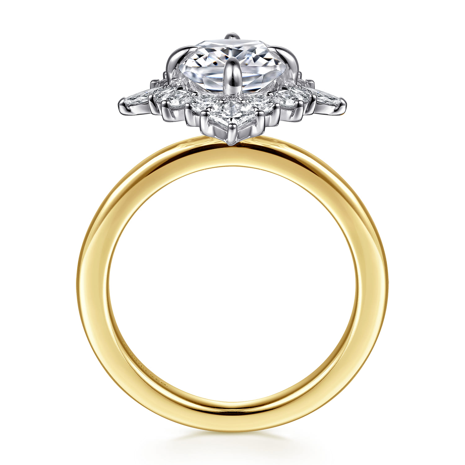 Felicity - 14K White-Yellow Gold Elongated Cushion Halo Diamond Engagement Ring - 0.6 ct - Shot 2