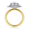 Felicity - 14K White-Yellow Gold Elongated Cushion Halo Diamond Engagement Ring - 0.6 ct