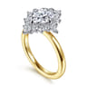 Felicity - 14K White-Yellow Gold Elongated Cushion Halo Diamond Engagement Ring - 0.6 ct
