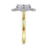 Felicity - 14K White-Yellow Gold Elongated Cushion Halo Diamond Engagement Ring - 0.6 ct