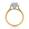 Silk - 14K White-Yellow Gold Emerald Cut Halo Diamond Engagement Ring - 0.35 ct