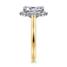 Silk - 14K White-Yellow Gold Emerald Cut Halo Diamond Engagement Ring - 0.35 ct