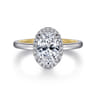 Amelie - 14K Yellow and White Gold Oval Halo Diamond Engagement Ring - 0.1 ct