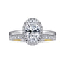 Amelie - 14K Yellow and White Gold Oval Halo Diamond Engagement Ring - 0.1 ct