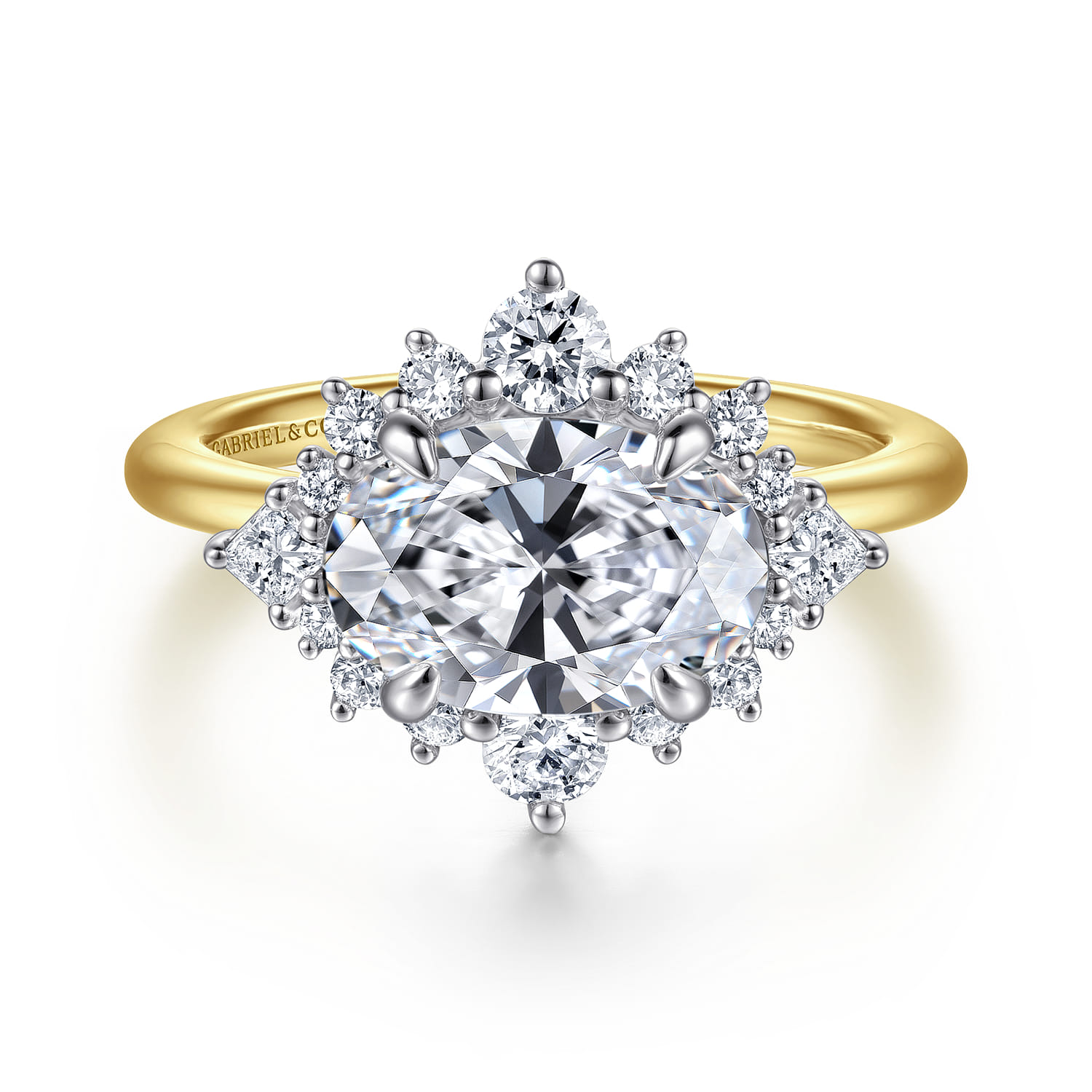 Fella - 14K White-Yellow Gold Oval Halo Diamond Engagement Ring - 0.5 ct - Shot 1