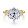 Fella - 14K White-Yellow Gold Oval Halo Diamond Engagement Ring - 0.5 ct