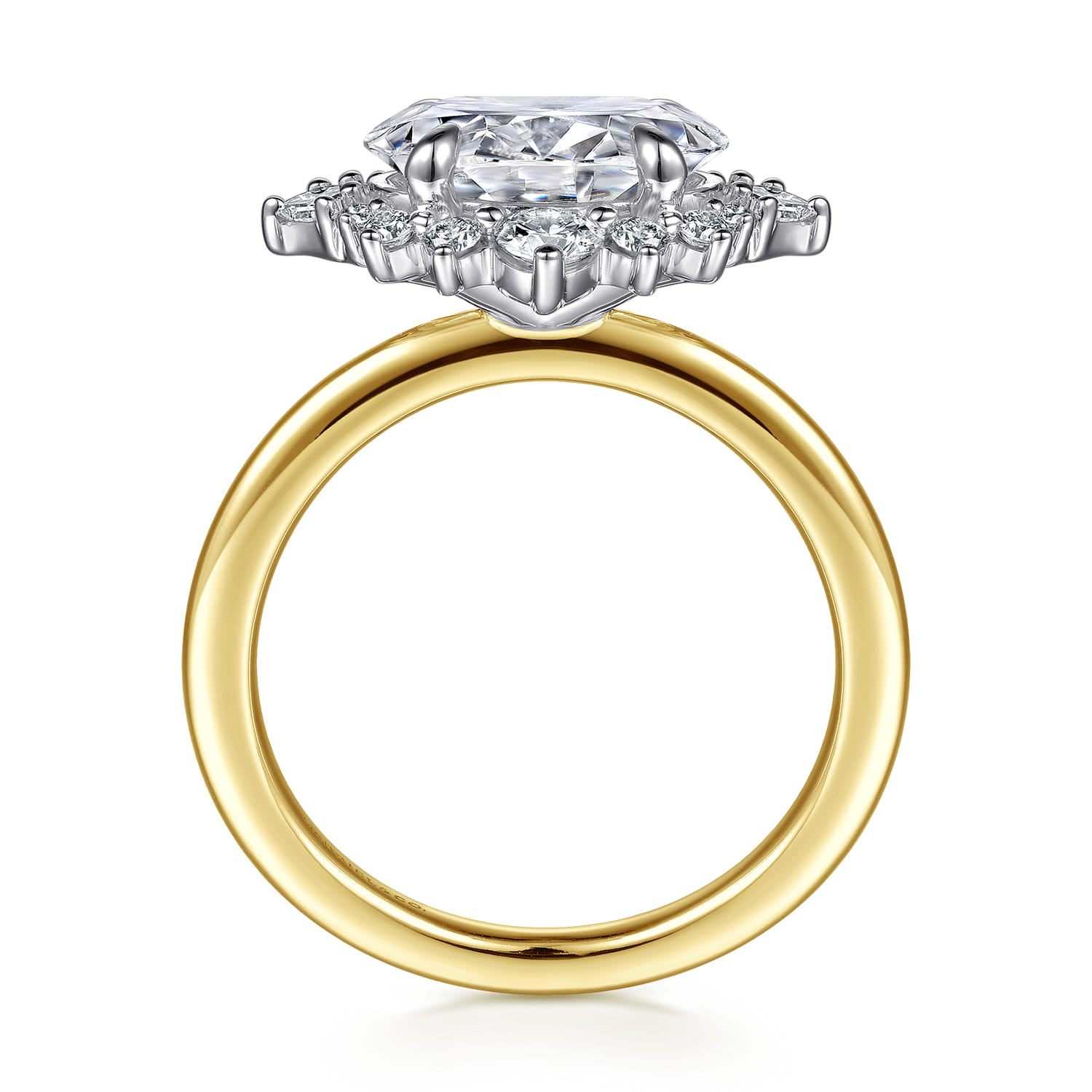 Fella - 14K White-Yellow Gold Oval Halo Diamond Engagement Ring - 0.5 ct - Shot 2