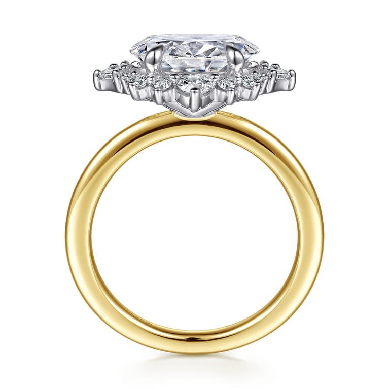 Fella - 14K White-Yellow Gold Oval Halo Diamond Engagement Ring - 0.5 ct - Shot 2