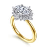 Fella - 14K White-Yellow Gold Oval Halo Diamond Engagement Ring - 0.5 ct