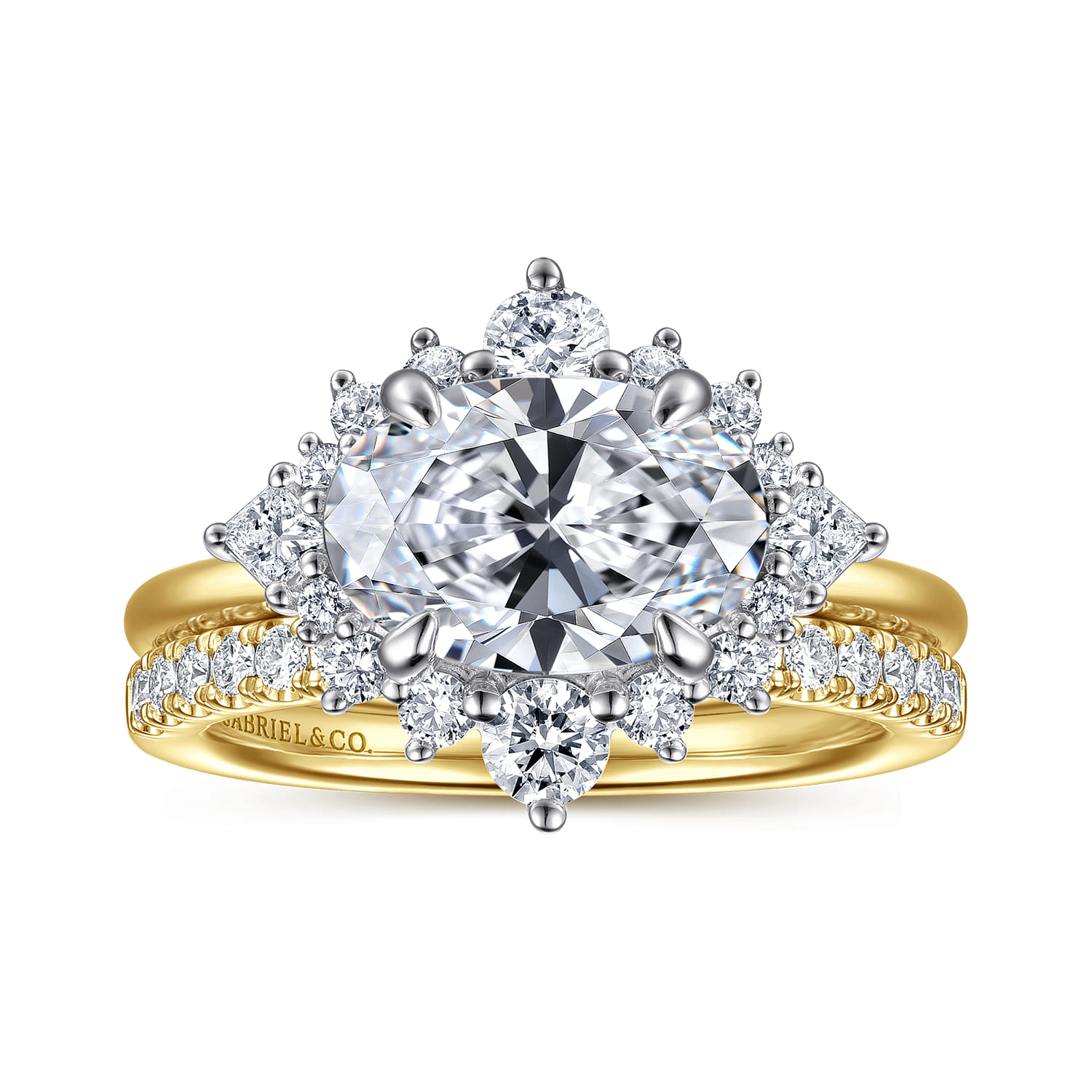 Fella - 14K White-Yellow Gold Oval Halo Diamond Engagement Ring - 0.5 ct - Shot 4