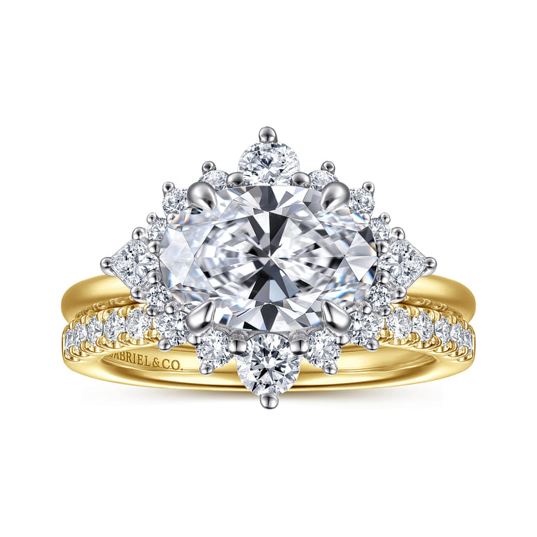 Fella - 14K White-Yellow Gold Oval Halo Diamond Engagement Ring - 0.5 ct - Shot 4