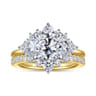 Fella - 14K White-Yellow Gold Oval Halo Diamond Engagement Ring - 0.5 ct