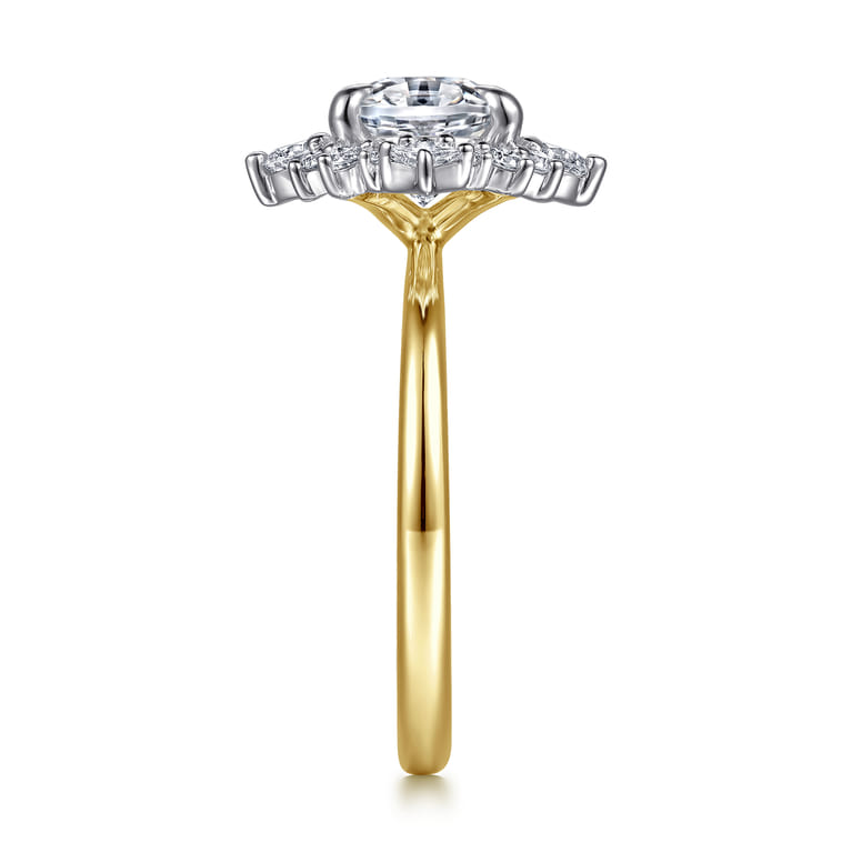 Fella - 14K White-Yellow Gold Oval Halo Diamond Engagement Ring - 0.5 ct - Shot 5