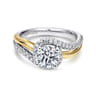 Everly - 14K White-Yellow Gold Round Halo Diamond Engagement Ring - 0.28 ct
