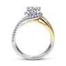 Everly - 14K White-Yellow Gold Round Halo Diamond Engagement Ring - 0.28 ct