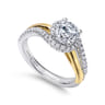Everly - 14K White-Yellow Gold Round Halo Diamond Engagement Ring - 0.28 ct