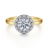 Addie - 14K White-Yellow Gold Round Halo Diamond Engagement Ring - 0.23 ct