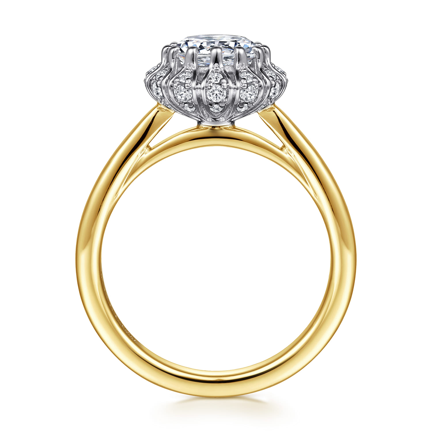 Addie - 14K White-Yellow Gold Round Halo Diamond Engagement Ring - 0.23 ct - Shot 2