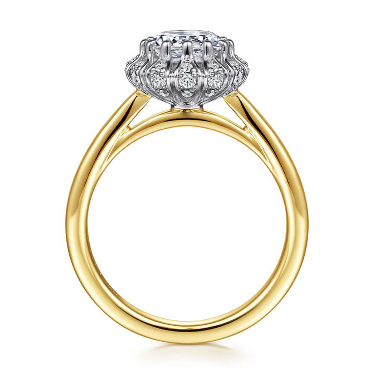Addie - 14K White-Yellow Gold Round Halo Diamond Engagement Ring - 0.23 ct - Shot 2