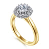 Addie - 14K White-Yellow Gold Round Halo Diamond Engagement Ring - 0.23 ct