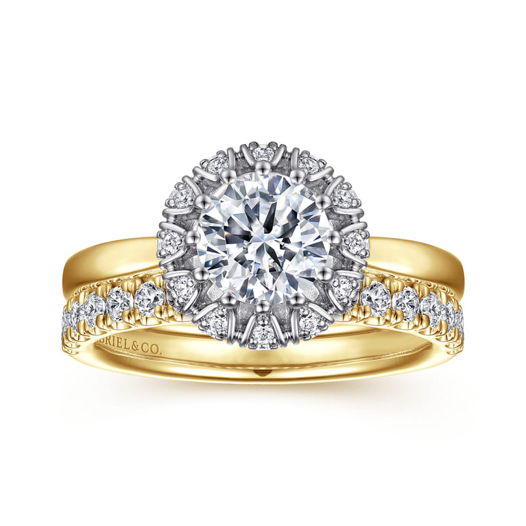 Addie - 14K White-Yellow Gold Round Halo Diamond Engagement Ring - 0.23 ct - Shot 4