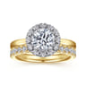 Addie - 14K White-Yellow Gold Round Halo Diamond Engagement Ring - 0.23 ct