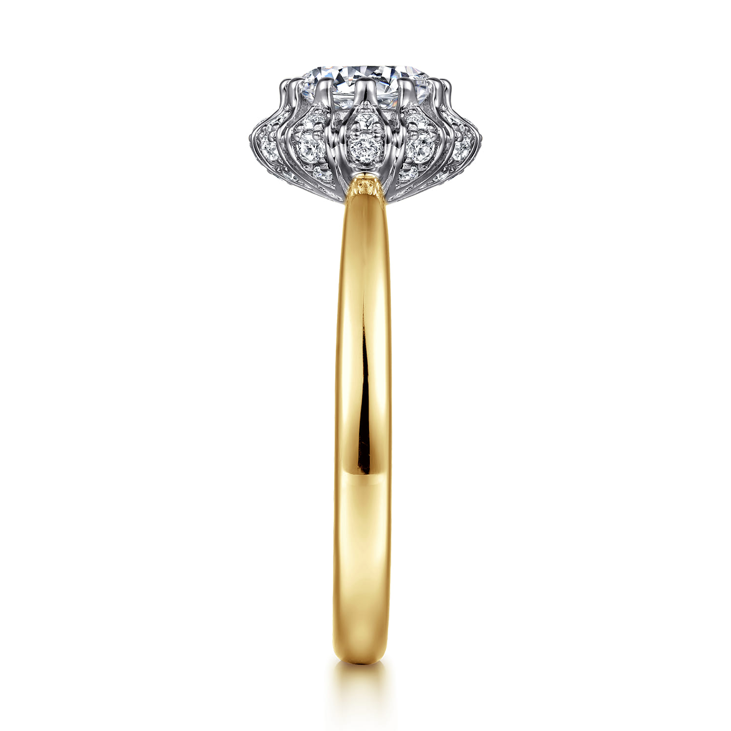 Addie - 14K White-Yellow Gold Round Halo Diamond Engagement Ring - 0.23 ct - Shot 5