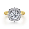 Emerye - 14K Yellow Gold Round Double Halo Diamond Engagement Ring - 0.24 ct