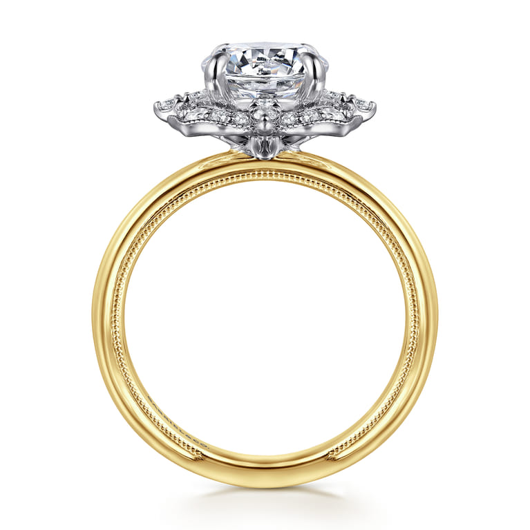 Emerye - 14K Yellow Gold Round Double Halo Diamond Engagement Ring - 0.24 ct - Shot 2
